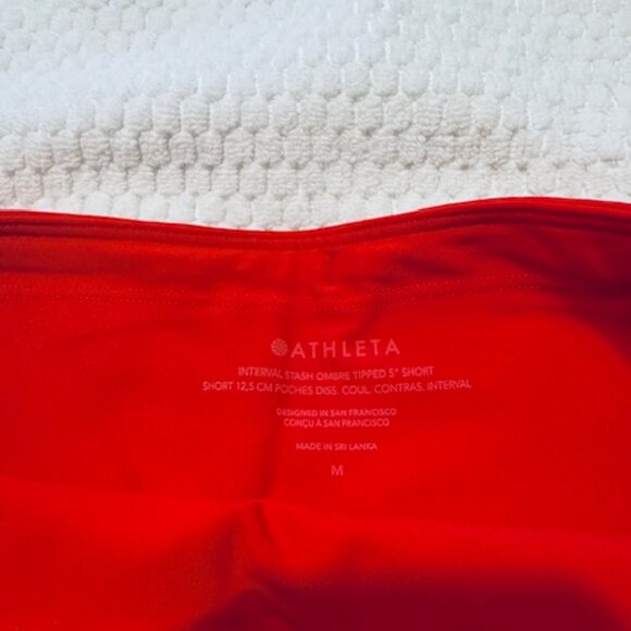 Athleta Interval Stash High Rise Tipped 5" Short Cardinal/Bright White Sz M - Picture 3 of 10